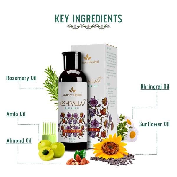 Avimee Herbal Keshpallav Plus Daily Hair Oil For Hair Growth | Grocsy