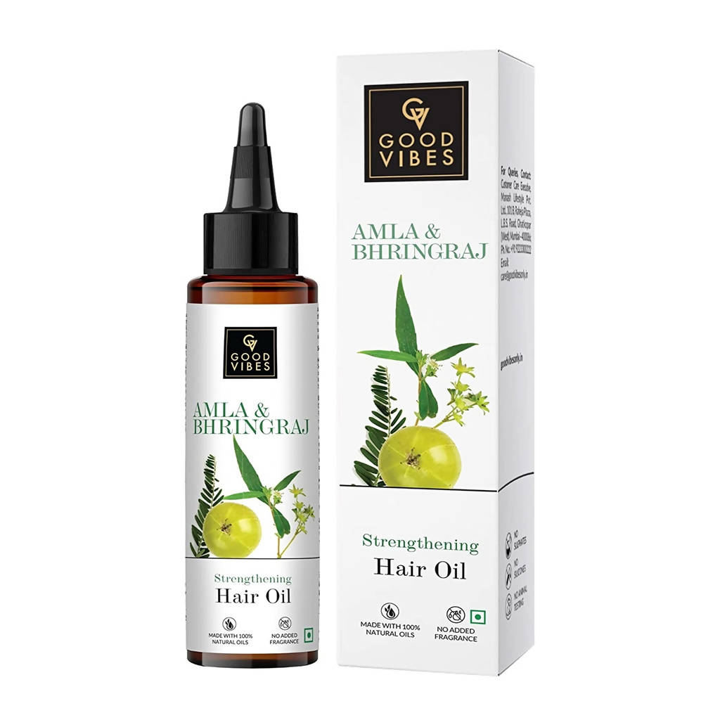 Good Vibes Amla & Bhringraj Strengthening Hair Oil | Grocsy