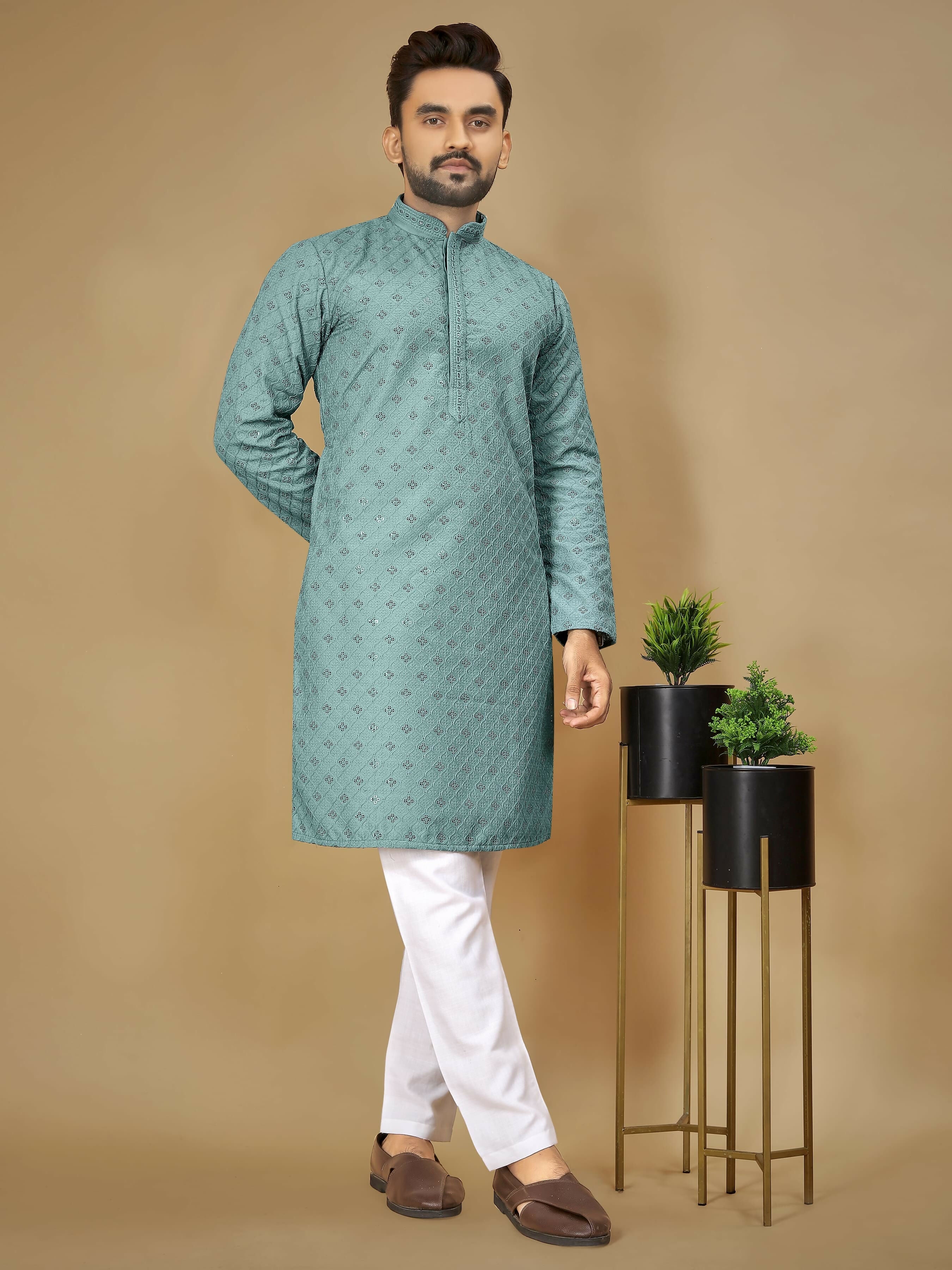 Anaita Sky_Blue Embroidered Rayon Straight Kurta | Grocsy