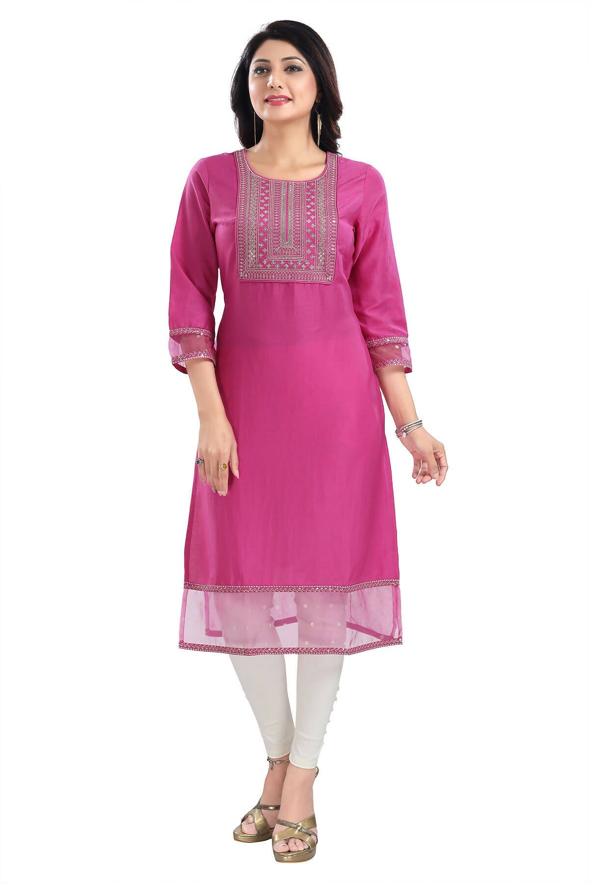 Snehal Creations Wonderful Art Silk Designer Long Kurti Tunic With Zari Embroidery | Grocsy