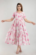 Vamika White and Pink Rayon Printed Beautiful Kurti | Grocsy