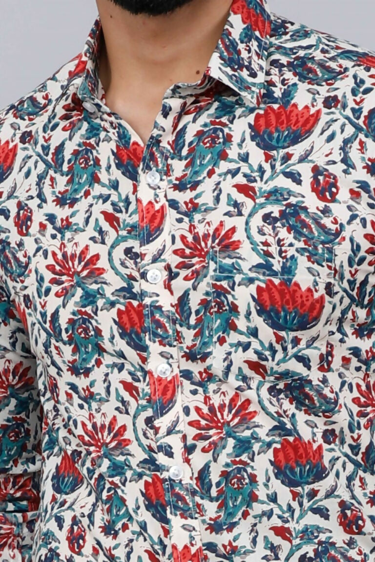 Miravan Men's Multi-Colour Floral Print Partywear Shirt | Grocsy