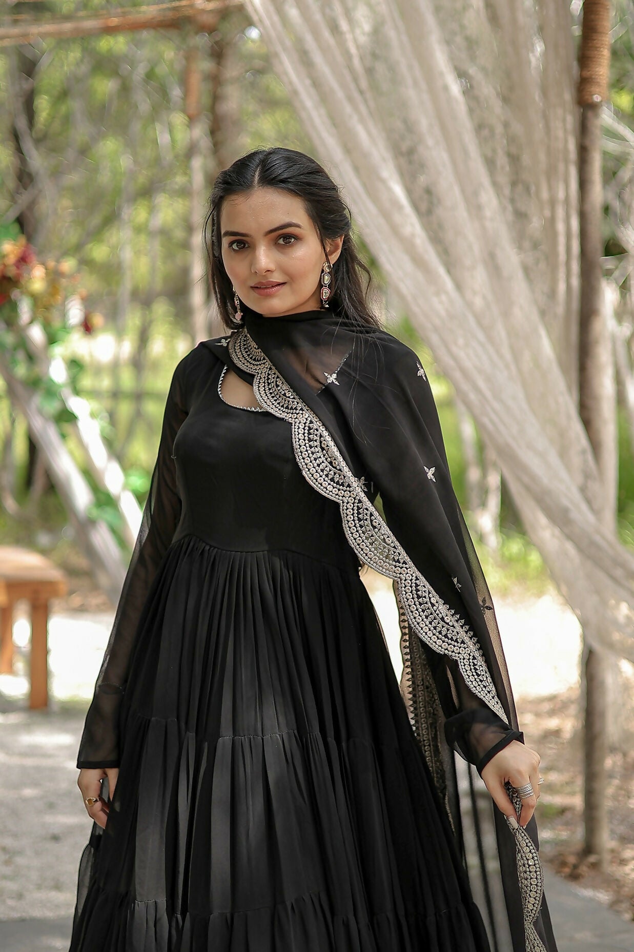 Joban Fashion Black Georgette Sequence Embroidery Work Kurta Set | Grocsy