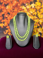 Inhanns Everyday Workwear Pearl Set (Double Layered Pearls) - Pista Green | Grocsy
