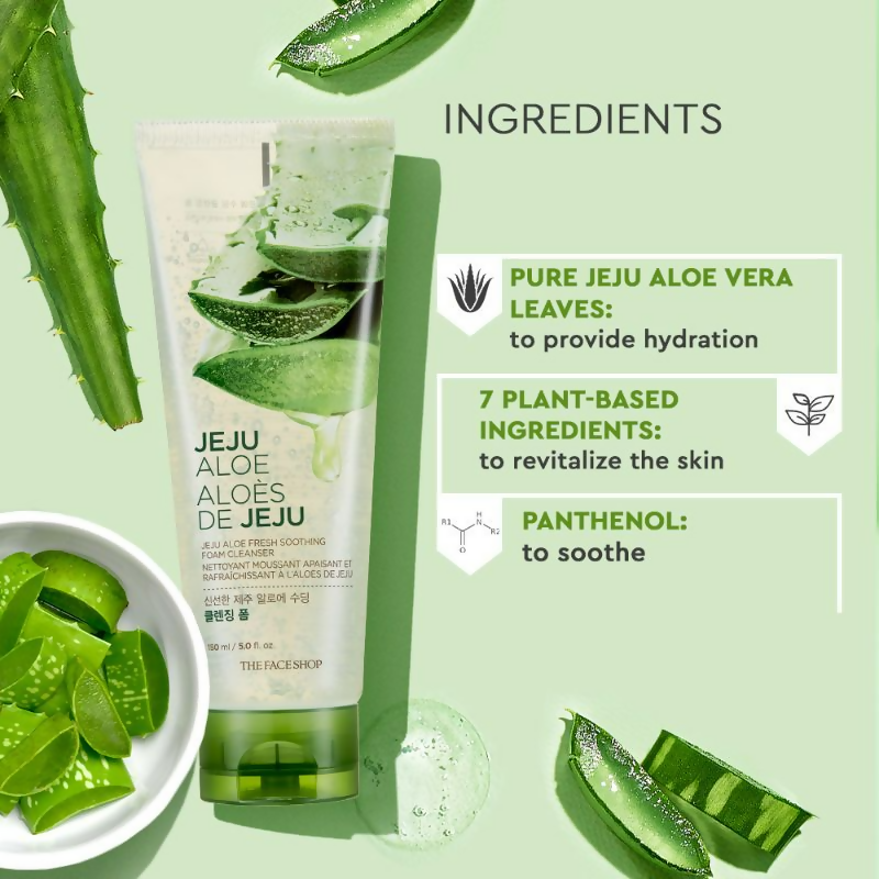 The Face Shop Jeju Aloe Fresh Soothing Foam Cleanser | Grocsy