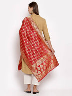 Myshka Women's Red Silk Print Casual Dupatta | Grocsy