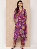 Ahalyaa Women's Traditional wear Kurta Set - Purple | Grocsy