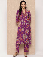 Ahalyaa Women's Traditional wear Kurta Set - Purple | Grocsy