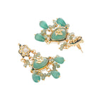 Nuyug 22K Gold Plated Lush Green Maang Tikka & Earrings Set | Grocsy