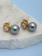 Diamond Studs with Silver Drop- Ruby Raang | Grocsy