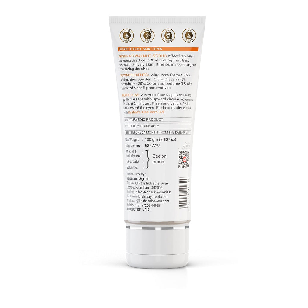 Krishna'S Herbal & Ayurveda Aloevera Walnut Scrub | Grocsy