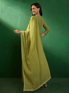 The52 Women's Beautiful Georgette Fabric Embroidery Work Straight Kurta Pant and Dupatta Set | Grocsy