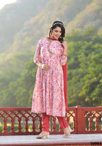Designer Stylish Light Pink Rubi Silk Stitched Suit With Dupatta - Kiyara | Grocsy