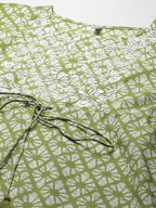 Yufta Women Lime Green Printed Kaftan Kurta | Grocsy