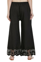 PAVONINE Black Color Chikankari Lace Scalloped Hem Cotton Fabric Sharara | Grocsy