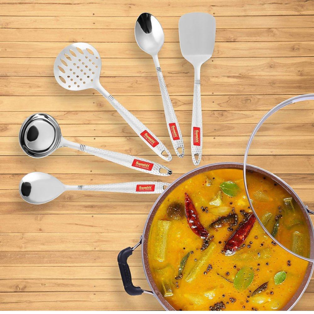Sumeet Stainless Steel Big Serving and Cooking Spoon Set | Grocsy