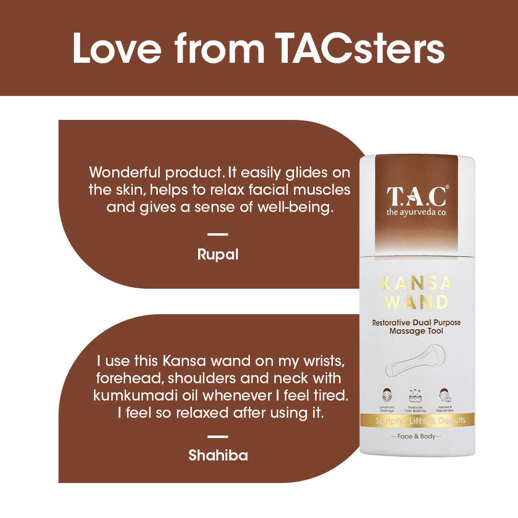 TAC - The Ayurveda Co. Kansa Wand Dual Purpose Massager Tool for Face & Body | Grocsy