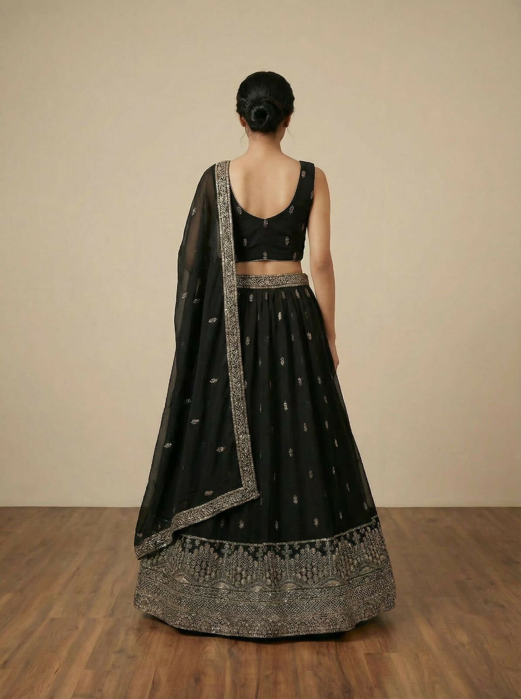 Lehenga Mart Designer Indian Wedding Lehenga Choli-Black | Grocsy