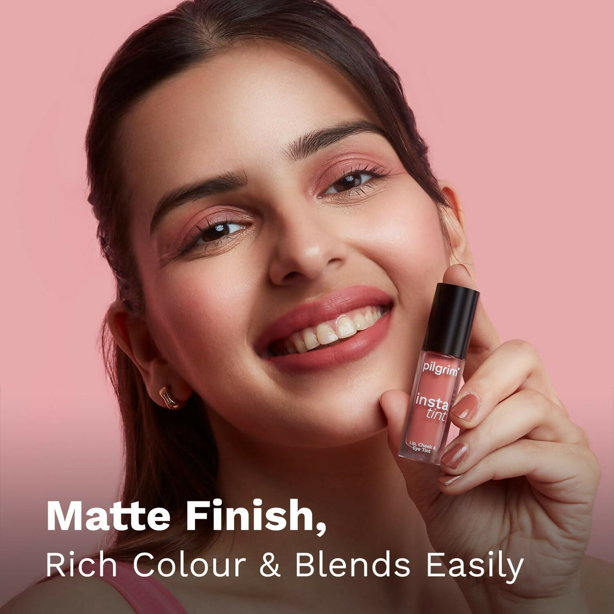 Pilgrim 3 In 1 Lip, Cheek And Eye Tint With Goodness Of Spanish - Coral Story - 02 | Grocsy
