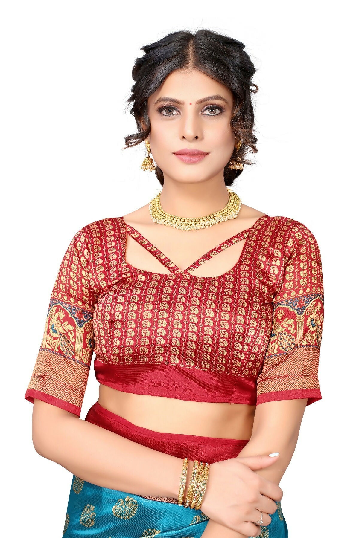 Vamika Sky Blue Printed Art Silk Saree | Grocsy