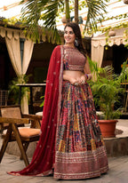 Women's Wedding Traditional Multi Dull Satin Lehenga Choli - Kaushlya | Grocsy
