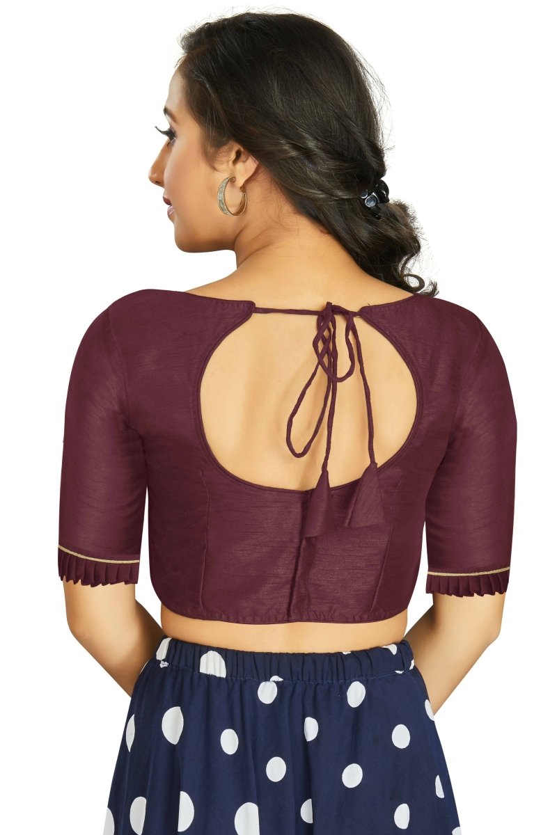 Aastha Fashion Women's Wine Art Silk Designer Party Wear Readymade Blouse | Grocsy