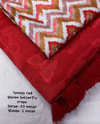 Red Silk Blend Ethnic Motifs Saree with Unstitched Blouse - A2M | Grocsy