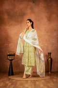 Joban Fashion Yellow Hand Block Printed Cotton Suit Set | Grocsy