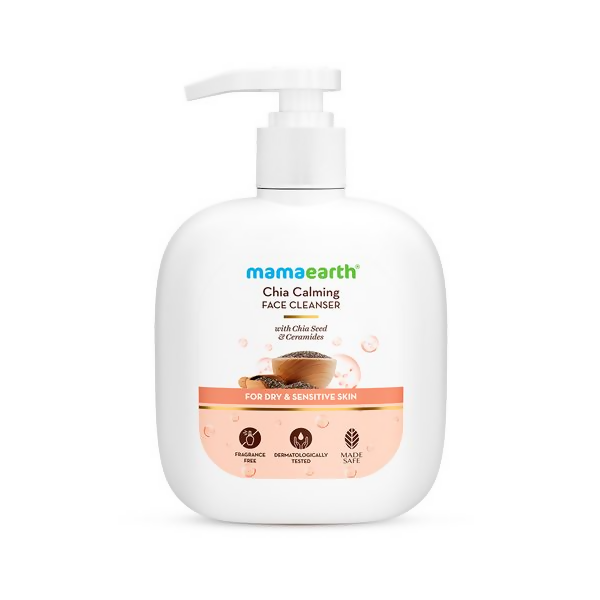Mamaearth Chia Calming Face Cleanser with Chia Seed & Ceramides for Dry & Sensitive Skin | Grocsy