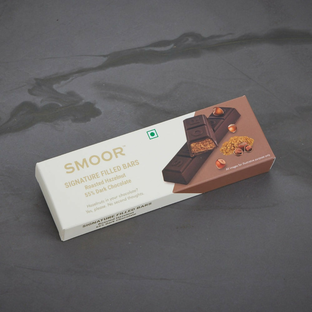 Smoor Signature Filled Bars Roasted Hazelnut Bars 55% Dark Chocolate | Grocsy