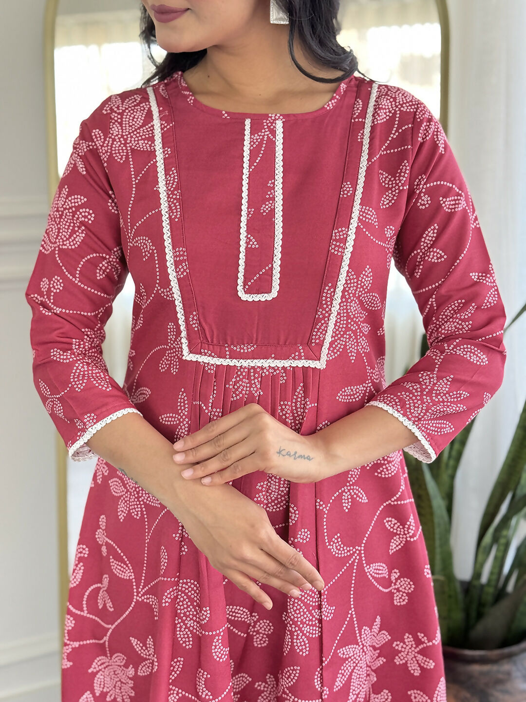 The52 Women's Beautiful Rayon Fabric Printed Work Flared Kurta Pant and Dupatta Set | Grocsy