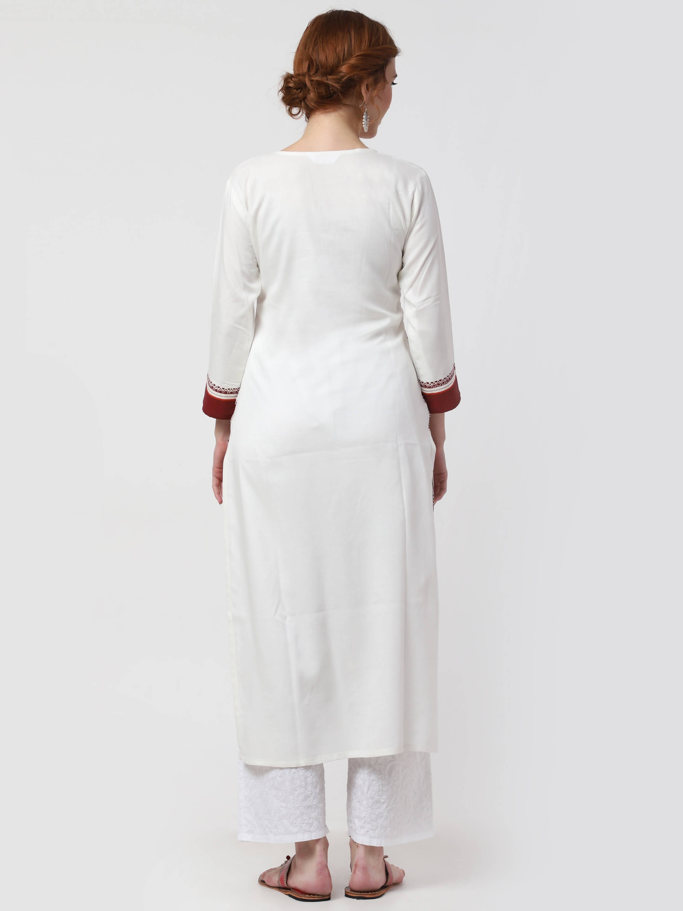 Cheera Kurta With Chikankari Palazzo & Embroidered Dupatta Set (CH092KPD) | Grocsy