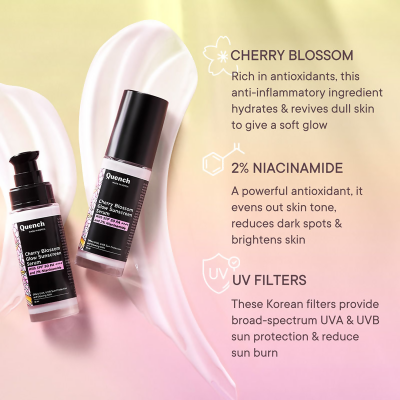 Quench Cherry Blossom Glow Sunscreen Serum | Grocsy