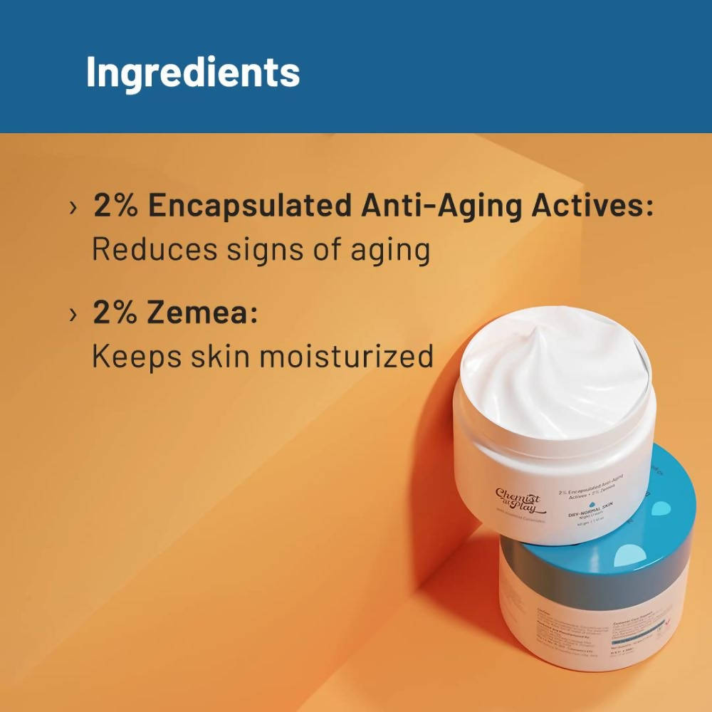 Chemist At Play Dry-Normal Skin Night Cream with Extra Moisture, Reduce Redness, and Reduce Inflammation | Grocsy