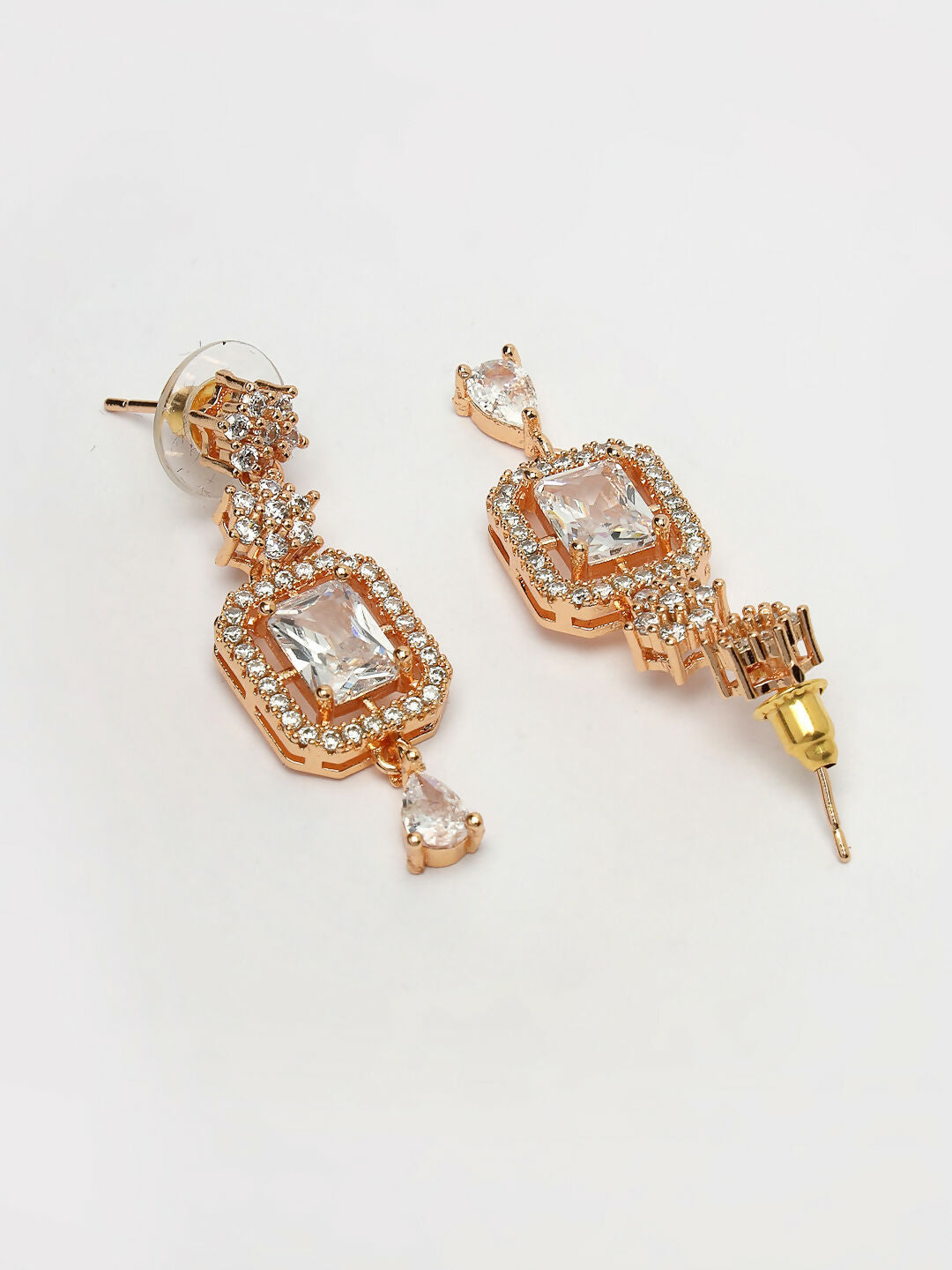 NVR Women's Gold-Polished American Diamond Studded Handcrafted Jewellery Set | Grocsy