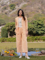 Yufta Weaved Cotton Checks Printed Co Ord Set With Embroidery | Grocsy