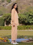 Yufta Weaved Cotton Checks Printed Co Ord Set With Embroidery | Grocsy