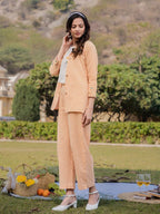 Yufta Weaved Cotton Checks Printed Co Ord Set With Embroidery | Grocsy