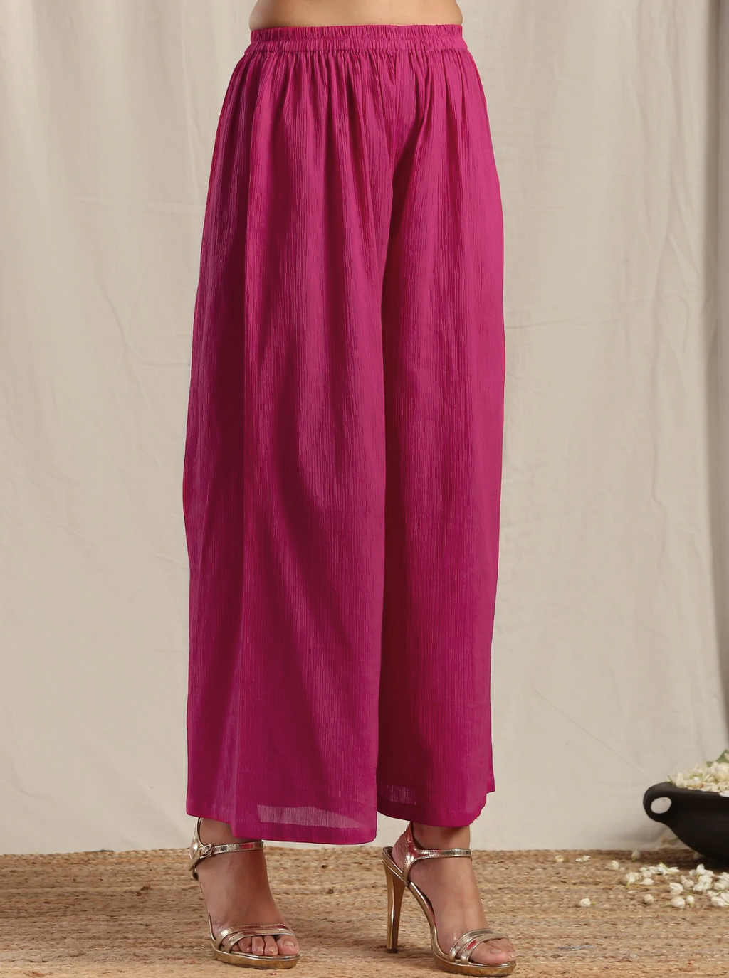 trueBrowns Orange Crinkle Slit Kurta Pant Set | Grocsy