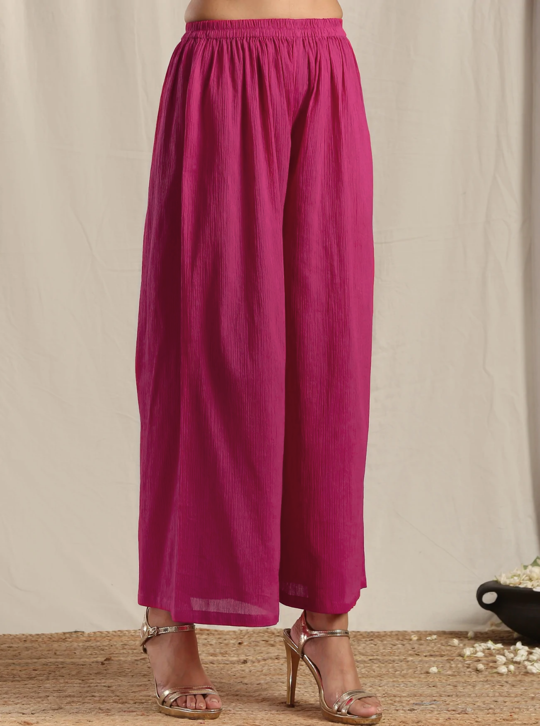 trueBrowns Orange Crinkle Slit Kurta Pant Set | Grocsy