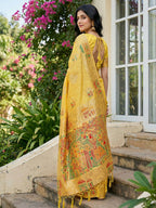 Shree Shyam Fashion Yellow Linen Cotton Saree | Grocsy