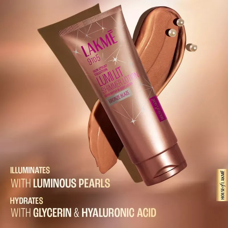 Lakme Lumi Lit Lotion Body Highlighter & Strobe Cream - Bronze | Grocsy