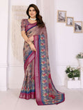 PR Fashion Purple Handloom Linen Cotton Zari Saree | Grocsy