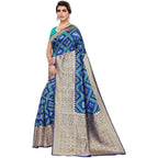 Vamika Banarasi Jaquard Blue Weaving Saree (Banarasi 18) | Grocsy