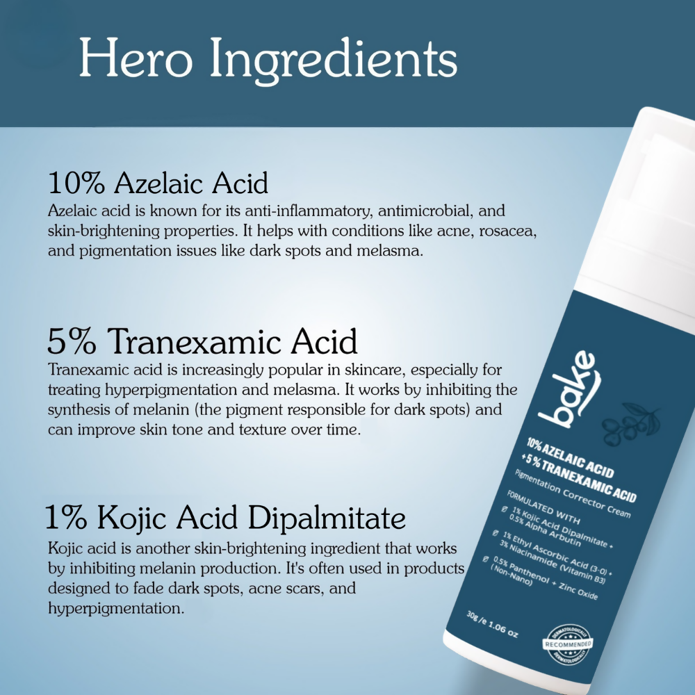 Bake 10% Azelaic Acid + 5% Tranexamic Acid Pigmentation Corrector Cream | Grocsy