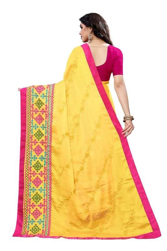 Vamika Yellow Chiffon Emboridered Saree (SUIDHAGA YELLOW) | Grocsy