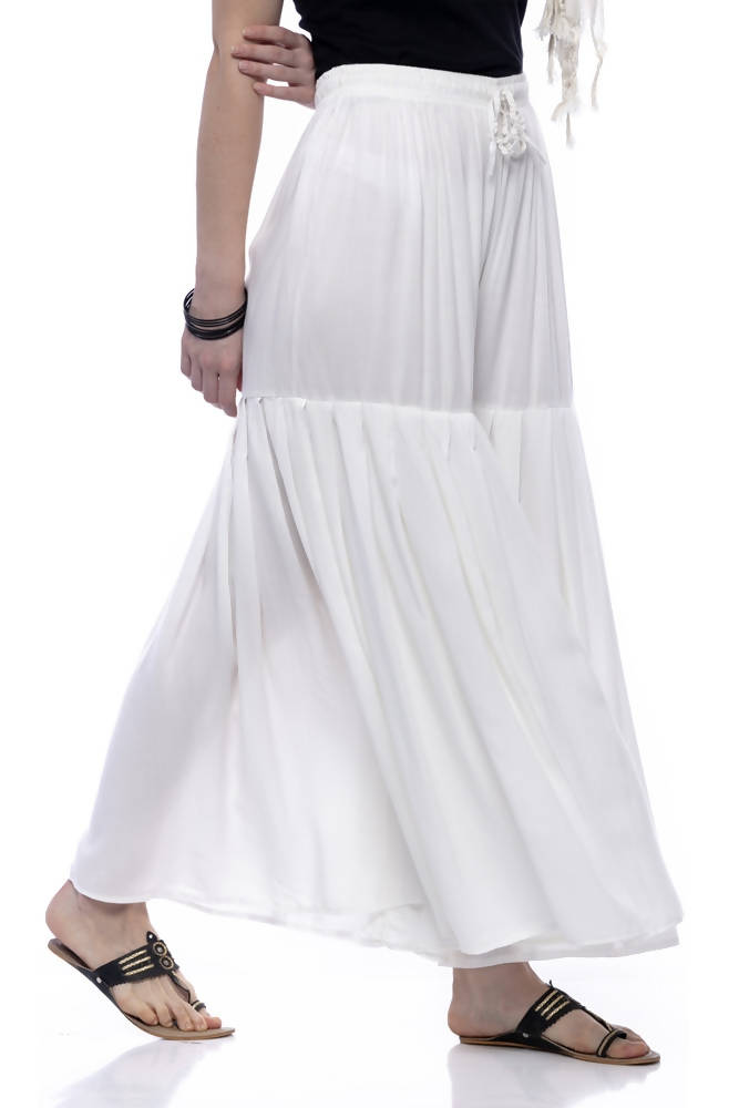 Mominos Fashion Reyon Cotton Off White Palazzo | Grocsy