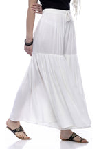 Mominos Fashion Reyon Cotton Off White Palazzo | Grocsy