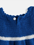 ChutPut Hand knitted Crochet Wool Queen Dress For Baby Girls - Blue | Grocsy
