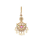 Nuyug 18K Gold Plated Ethereal Gulabi Stone Maang Tikka | Grocsy